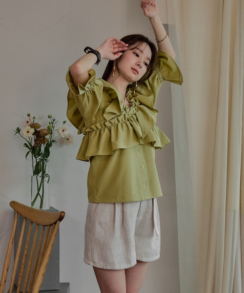 2way frill blouse / 2wayフリルブラウス（シャツ/ブラウス）｜mideal 