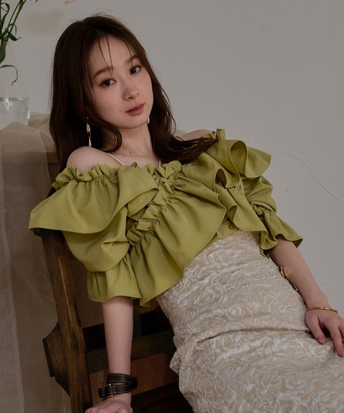 mideal(マイディール)の「2way frill blouse / 2wayフリルブラウス(シャツ/ブラウス・レディース・ライトグリーン/ホワイト/ブラック・FREE)」の5枚目の写真