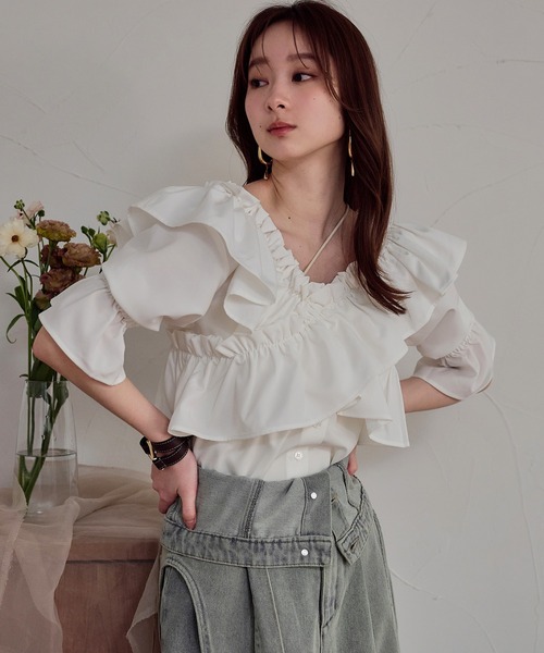 2way frill blouse / 2wayフリルブラウス（シャツ/ブラウス）｜mideal