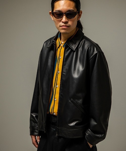 430(フォーサーティ)の「mj11490- LEATHER TRACKER JACKET レザージャケット(26-074)(ブルゾン・メンズ・ブラック・3/2/1/0)」の19枚目の写真