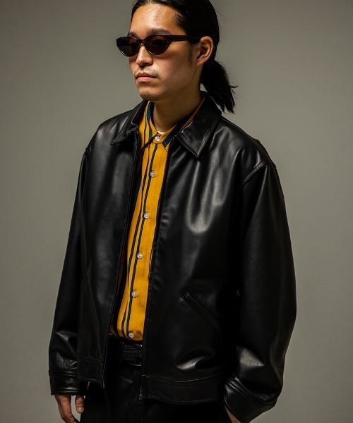 430(フォーサーティ)の「mj11490- LEATHER TRACKER JACKET レザージャケット(26-074)(ブルゾン・メンズ・ブラック・3/2/1/0)」の20枚目の写真