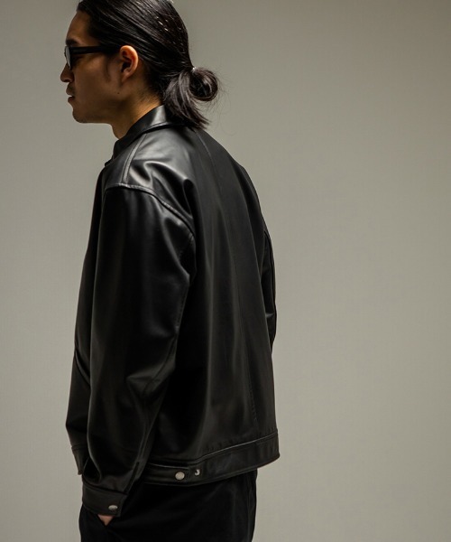 430(フォーサーティ)の「mj11490- LEATHER TRACKER JACKET レザージャケット(26-074)(ブルゾン・メンズ・ブラック・3/2/1/0)」の22枚目の写真