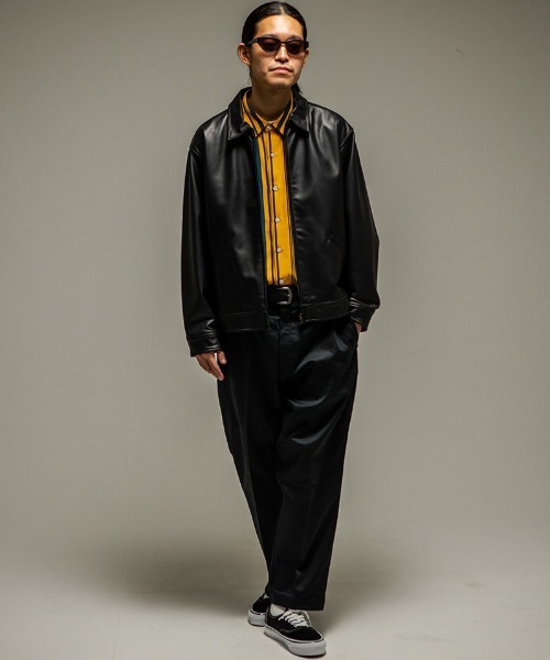 430(フォーサーティ)の「mj11490- LEATHER TRACKER JACKET レザージャケット(26-074)(ブルゾン・メンズ・ブラック・3/2/1/0)」の2枚目の写真