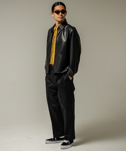 430(フォーサーティ)の「mj11490- LEATHER TRACKER JACKET レザージャケット(26-074)(ブルゾン・メンズ・ブラック・3/2/1/0)」の4枚目の写真