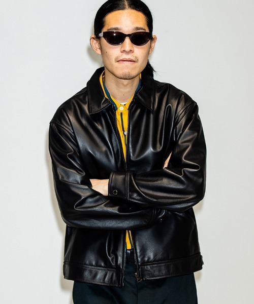 430(フォーサーティ)の「mj11490- LEATHER TRACKER JACKET レザージャケット(26-074)(ブルゾン・メンズ・ブラック・3/2/1/0)」の5枚目の写真