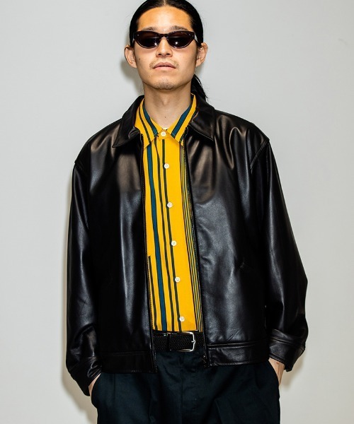 430(フォーサーティ)の「mj11490- LEATHER TRACKER JACKET レザージャケット(26-074)(ブルゾン・メンズ・ブラック・3/2/1/0)」の6枚目の写真