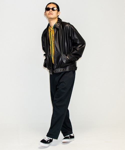 430(フォーサーティ)の「mj11490- LEATHER TRACKER JACKET レザージャケット(26-074)(ブルゾン・メンズ・ブラック・3/2/1/0)」の7枚目の写真