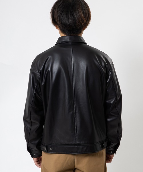 430(フォーサーティ)の「mj11490- LEATHER TRACKER JACKET レザージャケット(26-074)(ブルゾン・メンズ・ブラック・3/2/1/0)」の10枚目の写真