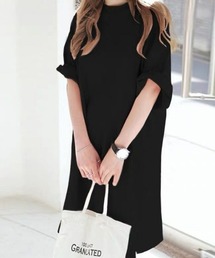 UVカット ・接触冷感 チュニックTシャツ サイドスリット 【オフィスカジュアル】【きれいめカジュアル】 レディース韓国風
