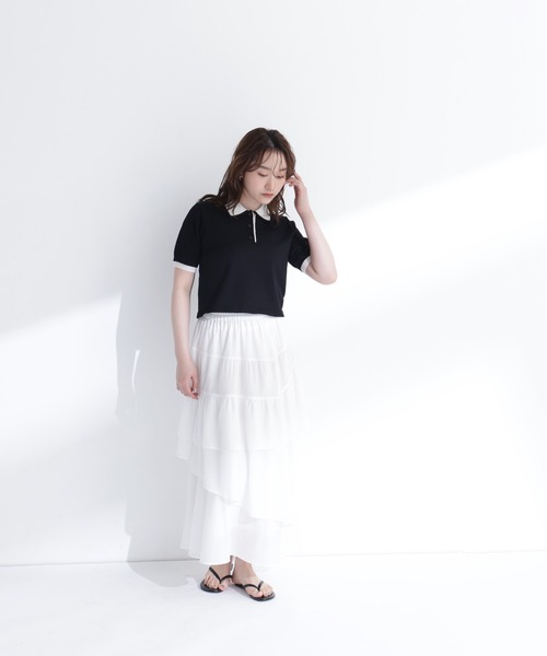 NATURAL BEAUTY BASIC（ナチュラルビューティーベーシック）の「ダブルカラーポロニット（ポロシャツ・レディース・ピンク系その他2/ブラウン系その他/ブラック系その他2・ﾌﾘ-）」の20枚目の写真