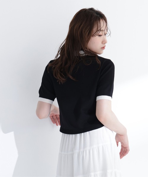 NATURAL BEAUTY BASIC（ナチュラルビューティーベーシック）の「ダブルカラーポロニット（ポロシャツ・レディース・ピンク系その他2/ブラウン系その他/ブラック系その他2・ﾌﾘ-）」の21枚目の写真