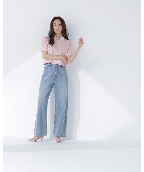 NATURAL BEAUTY BASIC（ナチュラルビューティーベーシック）の「ダブルカラーポロニット（ポロシャツ・レディース・ピンク系その他2/ブラウン系その他/ブラック系その他2・ﾌﾘ-）」の10枚目の写真