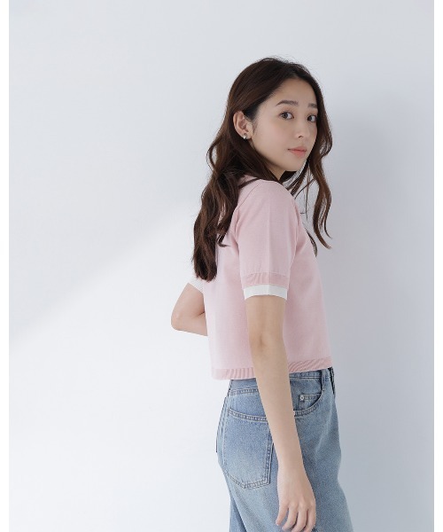 NATURAL BEAUTY BASIC（ナチュラルビューティーベーシック）の「ダブルカラーポロニット（ポロシャツ・レディース・ピンク系その他2/ブラウン系その他/ブラック系その他2・ﾌﾘ-）」の11枚目の写真