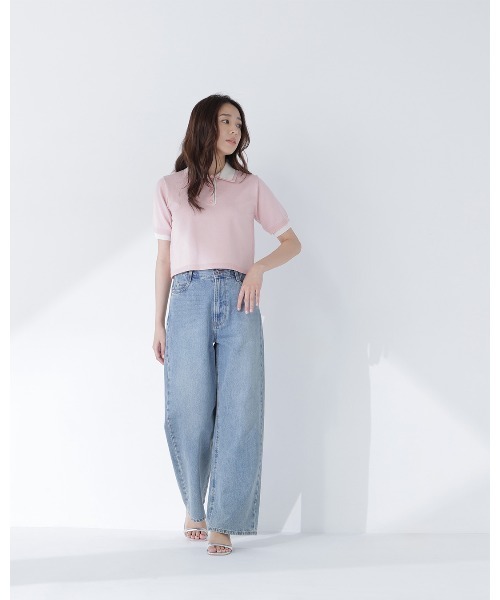 NATURAL BEAUTY BASIC（ナチュラルビューティーベーシック）の「ダブルカラーポロニット（ポロシャツ・レディース・ピンク系その他2/ブラウン系その他/ブラック系その他2・ﾌﾘ-）」の12枚目の写真