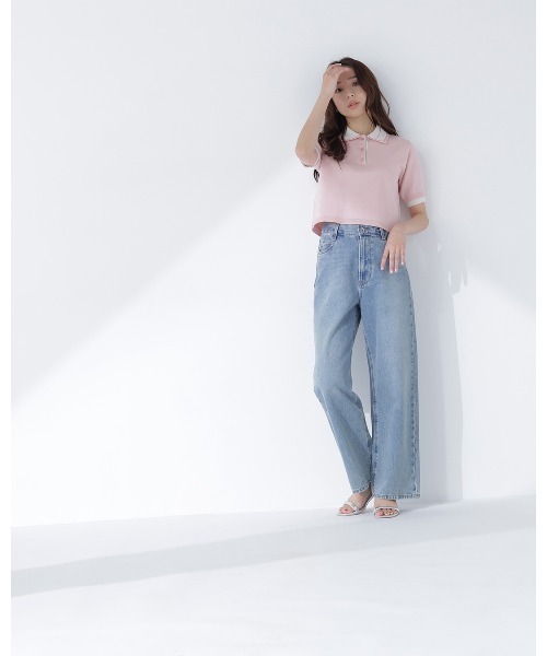 NATURAL BEAUTY BASIC（ナチュラルビューティーベーシック）の「ダブルカラーポロニット（ポロシャツ・レディース・ピンク系その他2/ブラウン系その他/ブラック系その他2・ﾌﾘ-）」の14枚目の写真