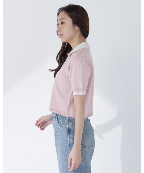 NATURAL BEAUTY BASIC（ナチュラルビューティーベーシック）の「ダブルカラーポロニット（ポロシャツ・レディース・ピンク系その他2/ブラウン系その他/ブラック系その他2・ﾌﾘ-）」の15枚目の写真