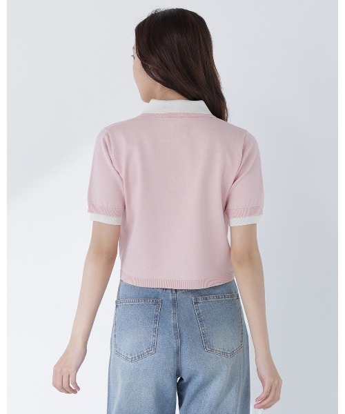 NATURAL BEAUTY BASIC（ナチュラルビューティーベーシック）の「ダブルカラーポロニット（ポロシャツ・レディース・ピンク系その他2/ブラウン系その他/ブラック系その他2・ﾌﾘ-）」の16枚目の写真