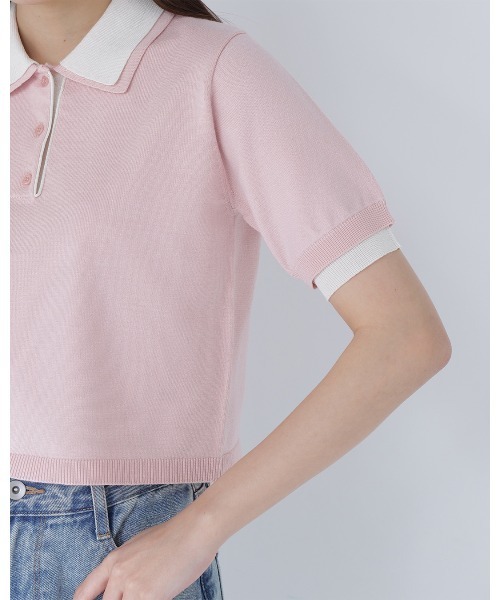 NATURAL BEAUTY BASIC（ナチュラルビューティーベーシック）の「ダブルカラーポロニット（ポロシャツ・レディース・ピンク系その他2/ブラウン系その他/ブラック系その他2・ﾌﾘ-）」の18枚目の写真