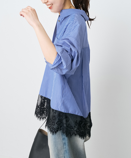 Spick & Span(スピックアンドスパン)の「《新色有り / 追加》レースタイプライターシャツ(シャツ/ブラウス・レディース・ホワイト/ネイビー/その他11・FREE)」の4枚目の写真