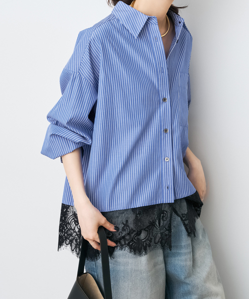 Spick & Span(スピックアンドスパン)の「《新色有り / 追加》レースタイプライターシャツ(シャツ/ブラウス・レディース・ホワイト/ネイビー/その他11・FREE)」の5枚目の写真