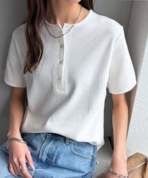 【WEB限定】ピコレース付ワッフルTシャツ