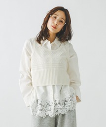 GLOBAL WORK | レース編みベスト/642900(ベスト)