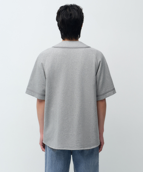 MUSINSA STANDARD（ムシンサスタンダード）の「スウェットベースボールシャツ [ミディアムグレー]（シャツ/ブラウス・メンズ・その他・SMALL/MEDIUM/LARGE/X-LARGE/2XL）」の3枚目の写真