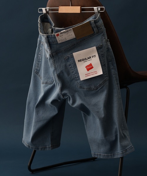 HANES(ヘインズ)の「HANES ストレッチデニム6ポケット ショートパンツ(デニムパンツ・メンズ・ネイビー/ブルー/サックスブルー・S/M/L/LL)」の2枚目の写真