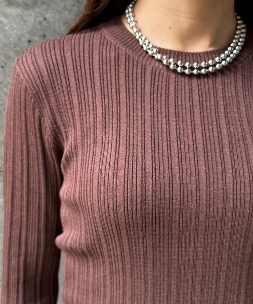 CIEL'AIR（シエルエアー）の「LINEN TOUCH RANDOM RIB PO（ﾘﾈﾝﾀｯﾁﾗﾝﾀﾞﾑﾘﾌﾞﾌﾟﾙｵｰﾊﾞｰ）（ニット/セーター・レディース・アイボリー/ブラウン・FREE）」の5枚目の写真