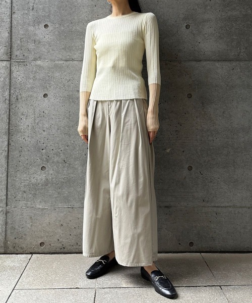 CIEL'AIR（シエルエアー）の「LINEN TOUCH RANDOM RIB PO（ﾘﾈﾝﾀｯﾁﾗﾝﾀﾞﾑﾘﾌﾞﾌﾟﾙｵｰﾊﾞｰ）（ニット/セーター・レディース・アイボリー/ブラウン・FREE）」の21枚目の写真
