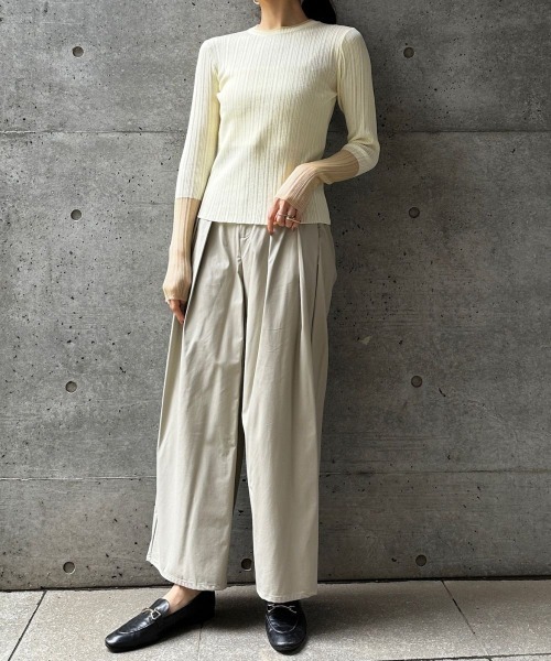CIEL'AIR（シエルエアー）の「LINEN TOUCH RANDOM RIB PO（ﾘﾈﾝﾀｯﾁﾗﾝﾀﾞﾑﾘﾌﾞﾌﾟﾙｵｰﾊﾞｰ）（ニット/セーター・レディース・アイボリー/ブラウン・FREE）」の18枚目の写真