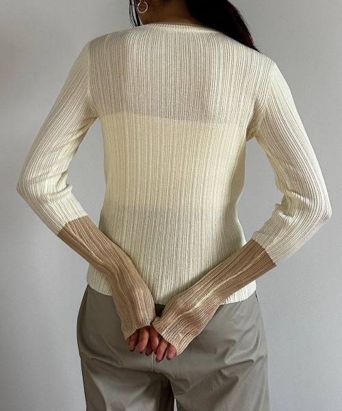CIEL'AIR（シエルエアー）の「LINEN TOUCH RANDOM RIB PO（ﾘﾈﾝﾀｯﾁﾗﾝﾀﾞﾑﾘﾌﾞﾌﾟﾙｵｰﾊﾞｰ）（ニット/セーター・レディース・アイボリー/ブラウン・FREE）」の19枚目の写真