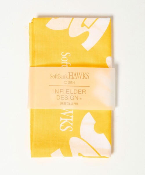 green label relaxing(グリーンレーベルリラクシング)の「【別注】<SoftBank HAWKS×INFIELDER DESIGN×GLR>てぬぐい(ハンカチ/ハンドタオル・メンズ・イエロー/ブラック・FREE)」の1枚目の写真