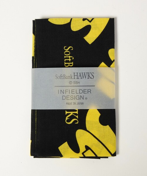 green label relaxing(グリーンレーベルリラクシング)の「【別注】<SoftBank HAWKS×INFIELDER DESIGN×GLR>てぬぐい(ハンカチ/ハンドタオル・メンズ・イエロー/ブラック・FREE)」の2枚目の写真