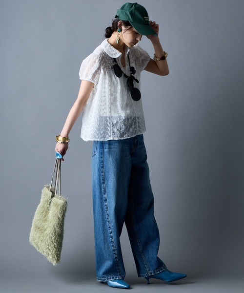 GEVS.（ジェイヴィス）の「パッチワークレースパフスリーブブラウス＜大きいサイズ有＞GEVS.（シャツ/ブラウス・レディース・オフホワイト/ブラック・M/L/LL/3L/4L/5L）」の11枚目の写真