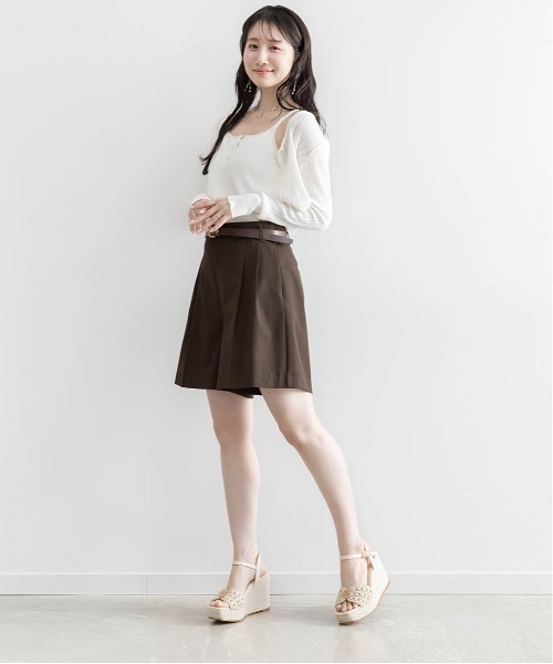 RANDA(ランダ)の「モノグラムベルト付きショートパンツ(その他パンツ・レディース・ベージュ/ライトグレー/ダークブラウン・0/1)」の9枚目の写真