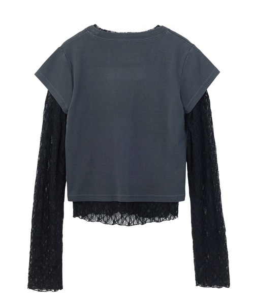 X-girl(エックスガール)の「FADED 2P SET LAYERED TOP(Tシャツ/カットソー・レディース・グレー/ブラック・ONE SIZE)」の21枚目の写真