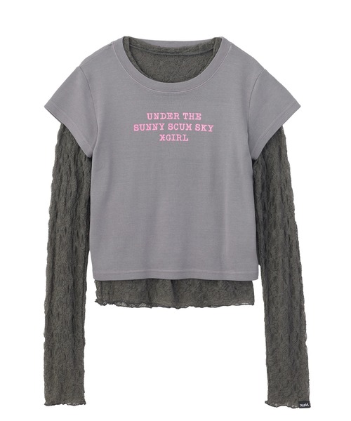 X-girl(エックスガール)の「FADED 2P SET LAYERED TOP(Tシャツ/カットソー・レディース・グレー/ブラック・ONE SIZE)」の19枚目の写真