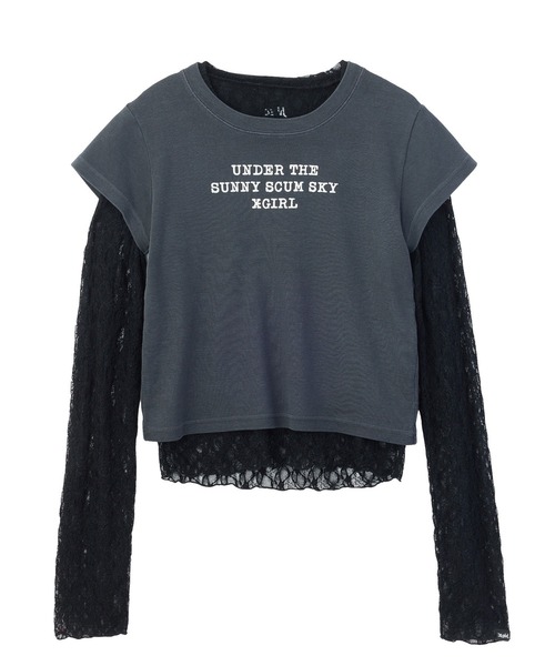 X-girl(エックスガール)の「FADED 2P SET LAYERED TOP(Tシャツ/カットソー・レディース・グレー/ブラック・ONE SIZE)」の20枚目の写真