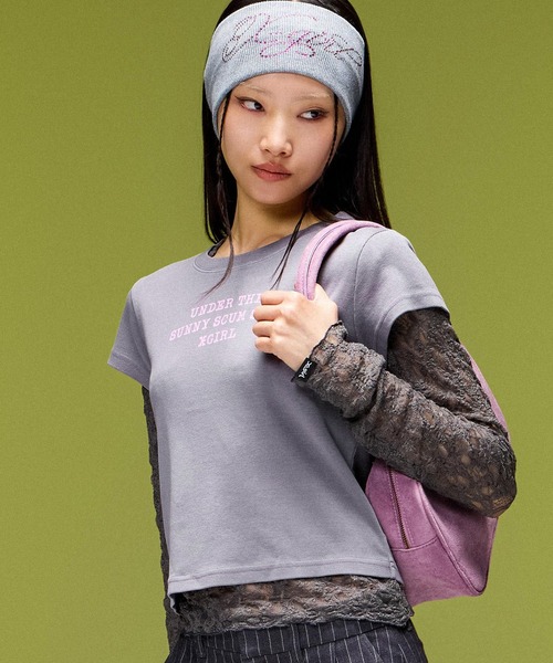 X-girl(エックスガール)の「FADED 2P SET LAYERED TOP(Tシャツ/カットソー・レディース・グレー/ブラック・ONE SIZE)」の13枚目の写真