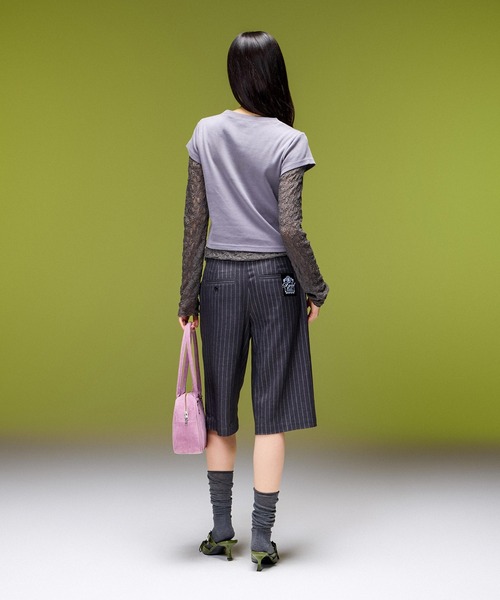 X-girl(エックスガール)の「FADED 2P SET LAYERED TOP(Tシャツ/カットソー・レディース・グレー/ブラック・ONE SIZE)」の15枚目の写真
