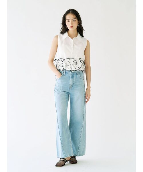 LAGUNAMOON(ラグナムーン)の「ヘムフリルデコレーションブラウス 【夏服】【オフィスカジュアル】(シャツ/ブラウス・レディース・ネイビー/イエロー/ホワイト・FREE)」の7枚目の写真