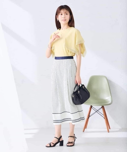 a.v.v(アーヴェヴェ)の「【洗える】パネル切替ドットスカート(スカート・レディース・ホワイト・38/36)」の9枚目の写真