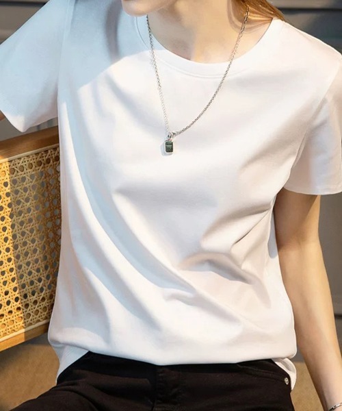 ONEP STAR(ワンピスター)の「クルーネックシンプルTシャツ(Tシャツ/カットソー・レディース・ホワイト/ベージュ/ブラック/グレー・MEDIUM/LARGE)」の6枚目の写真