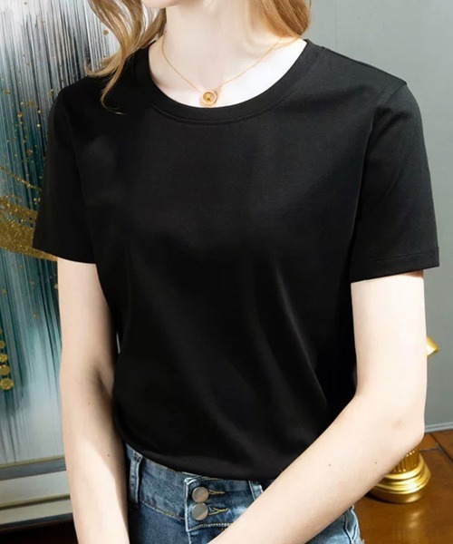 ONEP STAR(ワンピスター)の「クルーネックシンプルTシャツ(Tシャツ/カットソー・レディース・ホワイト/ベージュ/ブラック/グレー・MEDIUM/LARGE)」の13枚目の写真