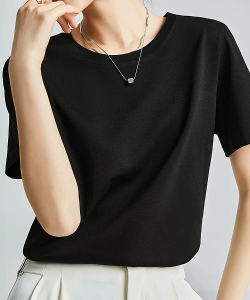 ONEP STAR(ワンピスター)の「クルーネックシンプルTシャツ(Tシャツ/カットソー・レディース・ホワイト/ベージュ/ブラック/グレー・MEDIUM/LARGE)」の14枚目の写真