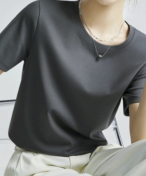 ONEP STAR(ワンピスター)の「クルーネックシンプルTシャツ(Tシャツ/カットソー・レディース・ホワイト/ベージュ/ブラック/グレー・MEDIUM/LARGE)」の15枚目の写真