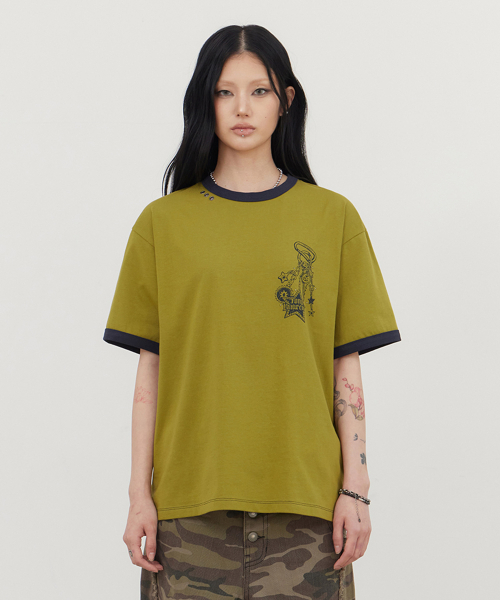 TONY LAWRENCE(トニーローレンス)の「キーホルダーグラフィックリンガーTシャツライトグリーン(Tシャツ/カットソー・メンズ・その他・1/2)」の1枚目の写真