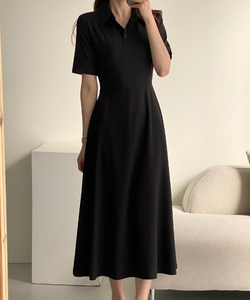 FAVORITO(ファヴォリート)の「ウエストマークボタンダウンワンピース(ワンピース・レディース・ブラック/ピンク・F)」の2枚目の写真