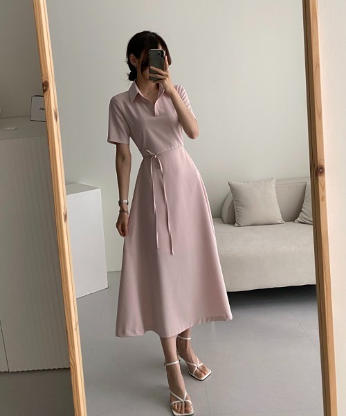 FAVORITO(ファヴォリート)の「ウエストマークボタンダウンワンピース(ワンピース・レディース・ブラック/ピンク・F)」の19枚目の写真